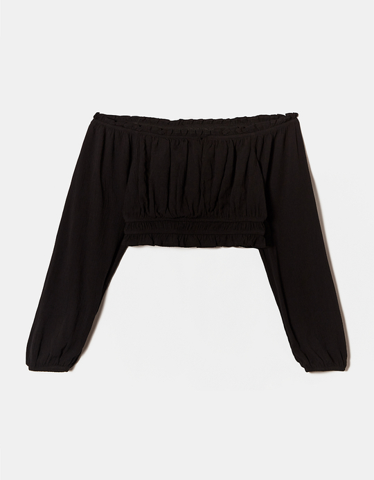 TALLY WEiJL, Black Ruched Crop Top for Women