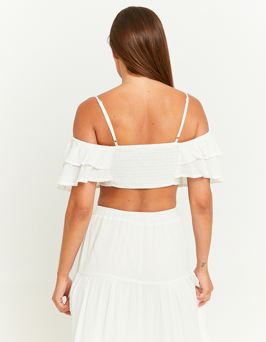 TALLY WEiJL, Crop Top Bianco con Volants for Women