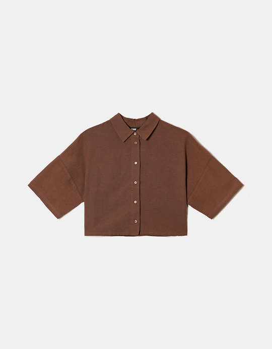 TALLY WEiJL, Brown Linen Loose Shirt for Women