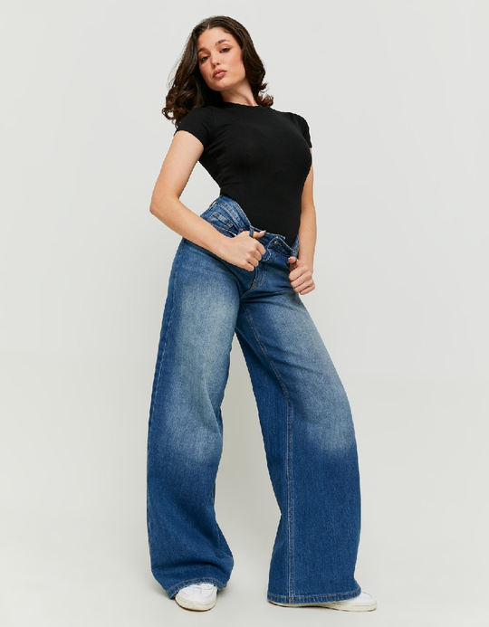 TALLY WEiJL, Blue High Waist Wide Leg Jeans for Women