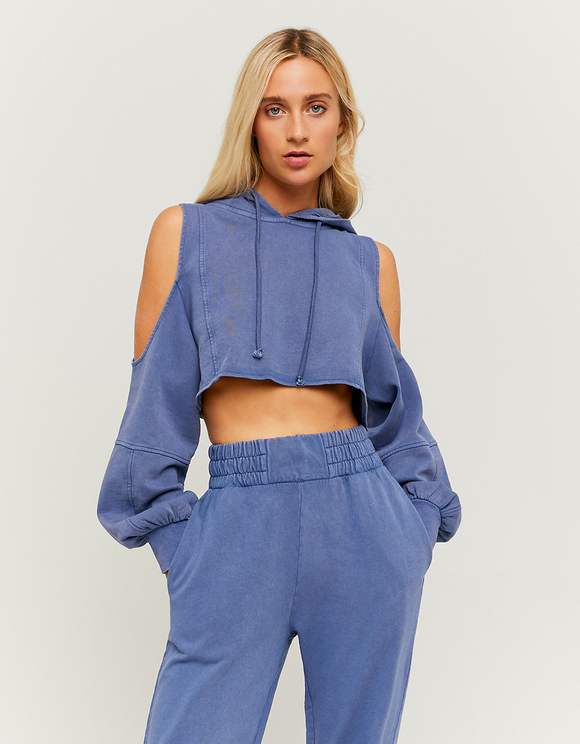 cut front crop hoodie