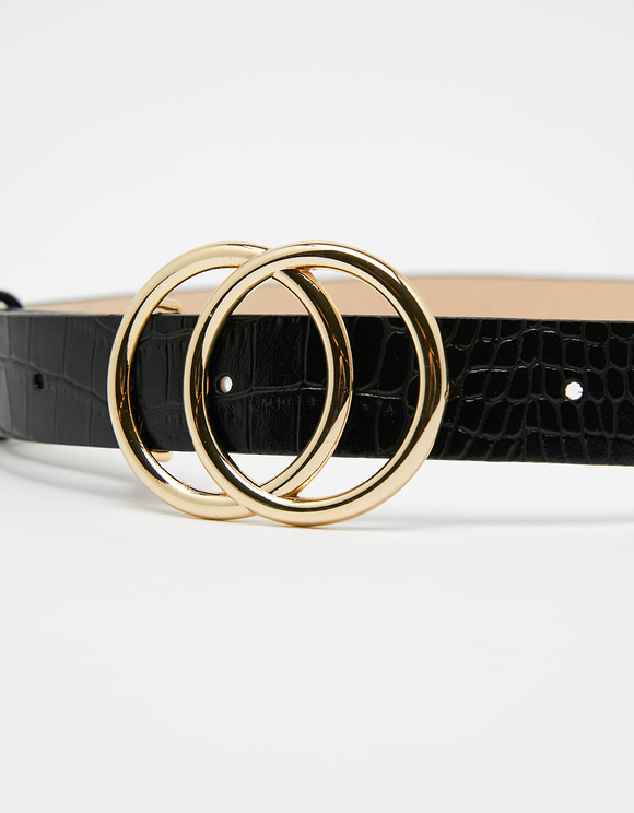 Cintura Nera con Fibbie Tonde