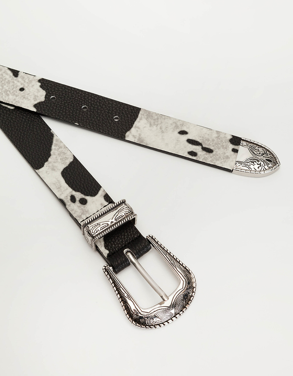 Cintura Stile Western con Stampata Mucca