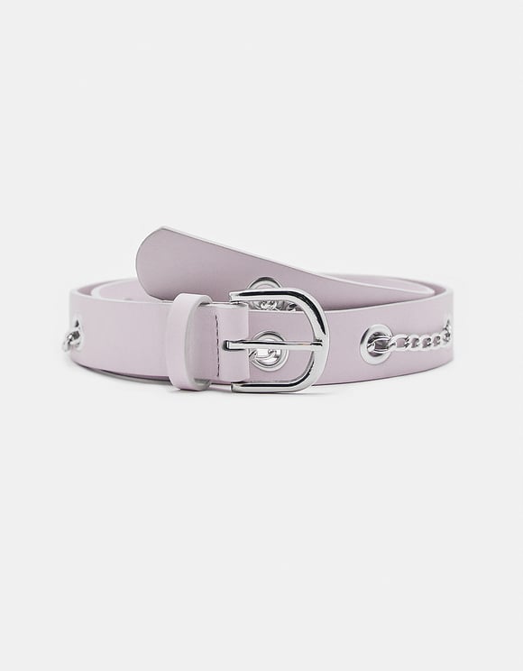 Lilac Belt with Eyelets and Chains