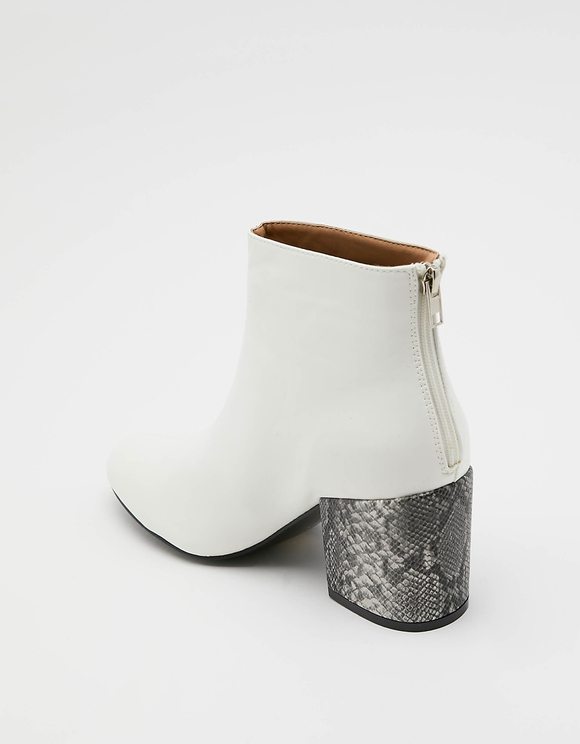 Stivaletti Bianchi con Tacco Stampa Serpente