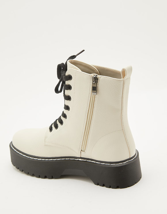 White Lace-up Ankle Boots | TALLY WEiJL 