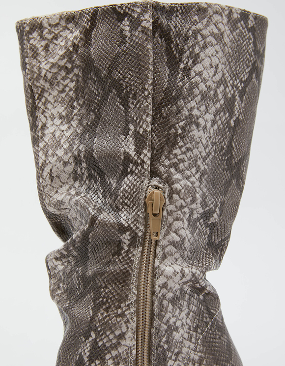 Stivali Alti con Stampa Serpente