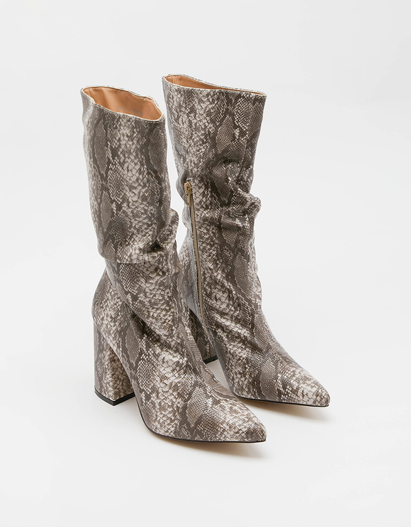 Stivali Alti con Stampa Serpente