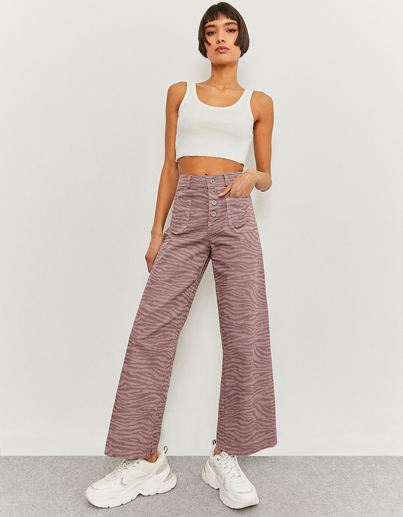High Waist Wide Leg Jeans with Animal 