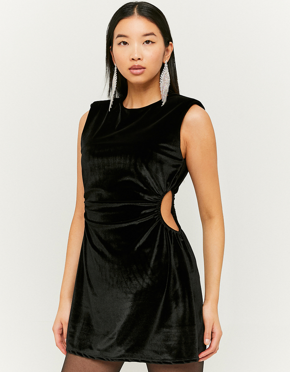 Black Velvet Sleeveless Mini Dress