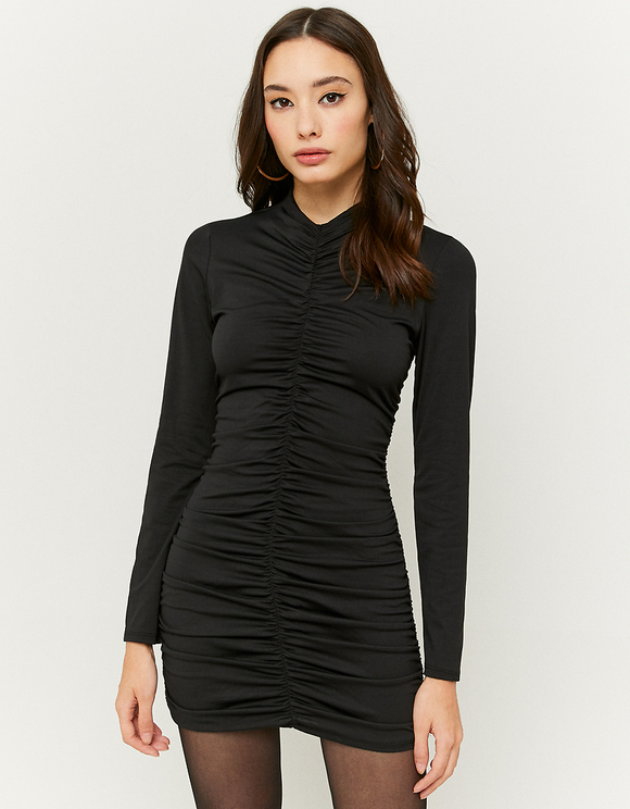 Black Long Sleeves Mini Dress | TALLY 