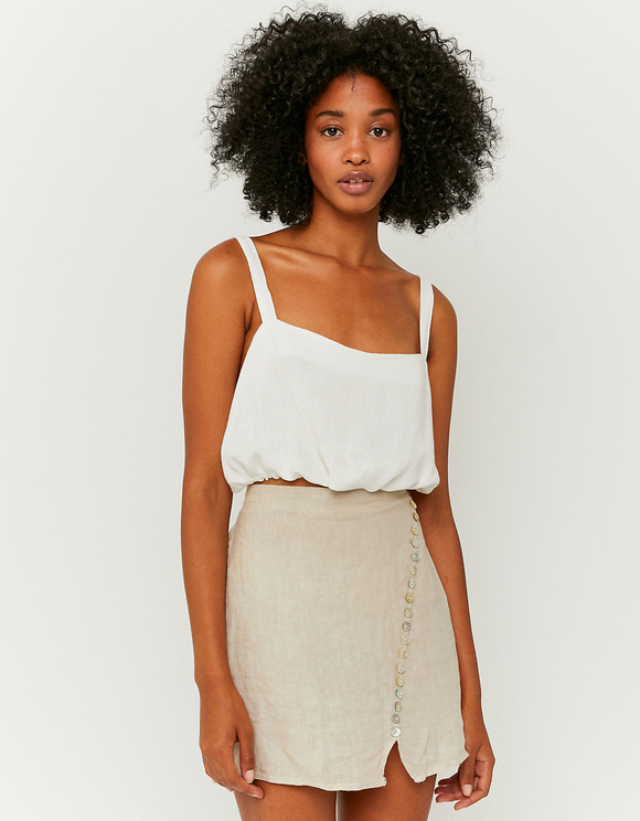 Mini Gonna a Vita Alta con Bottoni Beige | TALLY WEiJL Online Shop
