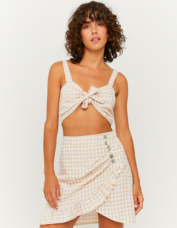 Pink High Waist Checked Skirt | TALLY 