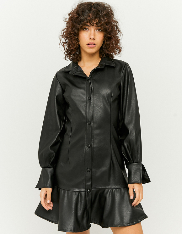 Vestito Camicia Corto in Similpelle con Volant | TALLY WEiJL Online Shop