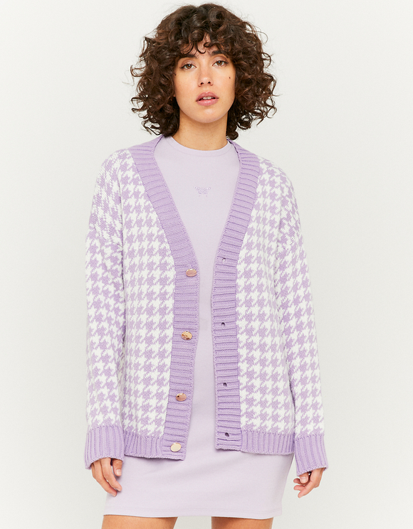 Cardigan Pied de Poule Boutonné | TALLY 