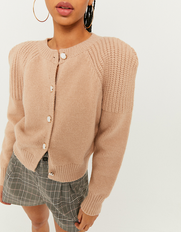 Shoulder Pad Knit Cardigan | TALLY 