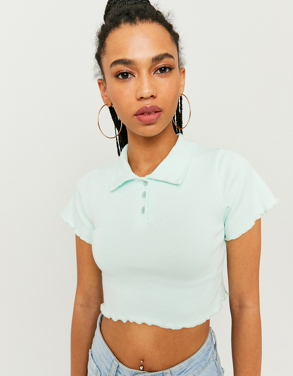 cropped knit polo