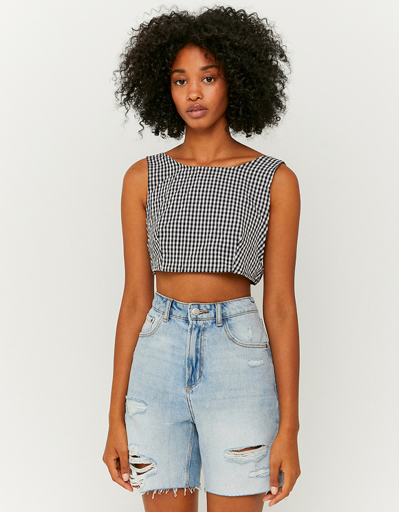 Checked Sleeveless Crop top | TALLY 