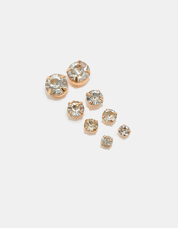 Set Di 4 Orecchini Donna In Argento Con Zirconi Bianchi - Trafitti, Regalo Ideale Per Compleanno O Festa Della Mamma (3-6 Mm)