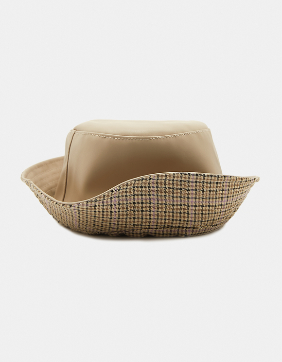 Beige Faux Leather Bucket Hat | TALLY 
