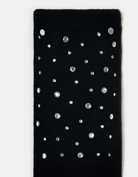 Schwarze Socken mit Perlen