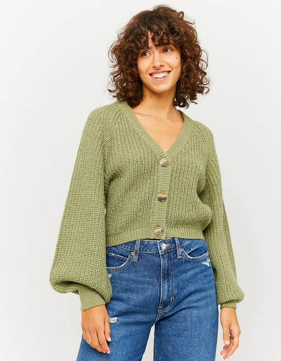 green cropped cardigan
