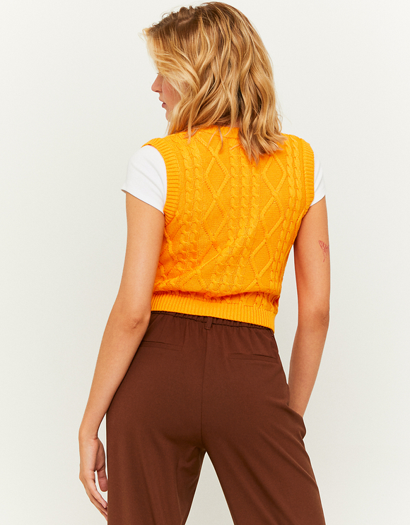 Yellow Buttoned Knit Sleeveless 