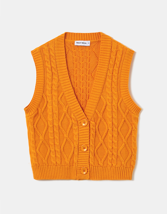 Yellow Buttoned Knit Sleeveless 
