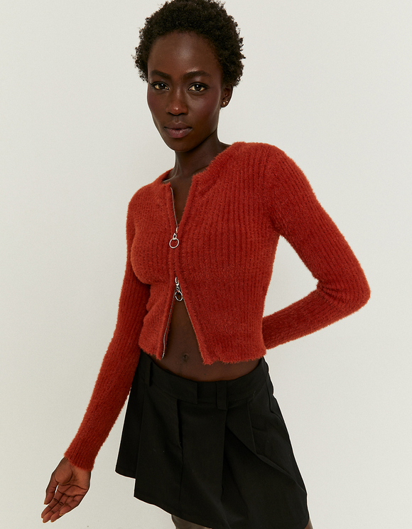 Zip up Soft touch Cropped Cardigan | TALLY WEiJL Online Shop