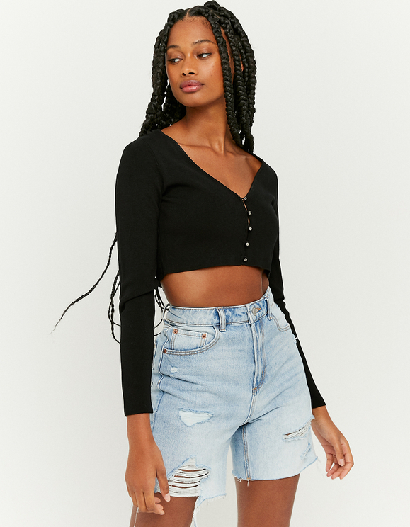 Black Cropped Cardigan | TALLY WEiJL 