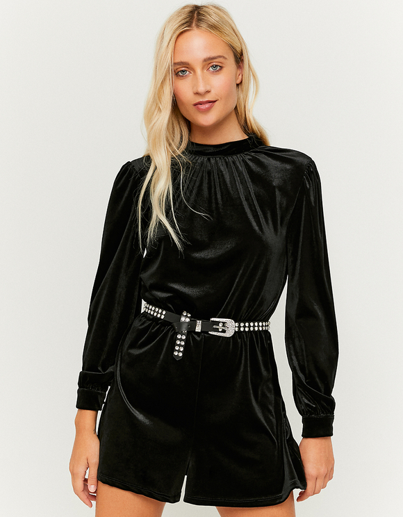 black bell sleeve mini dress