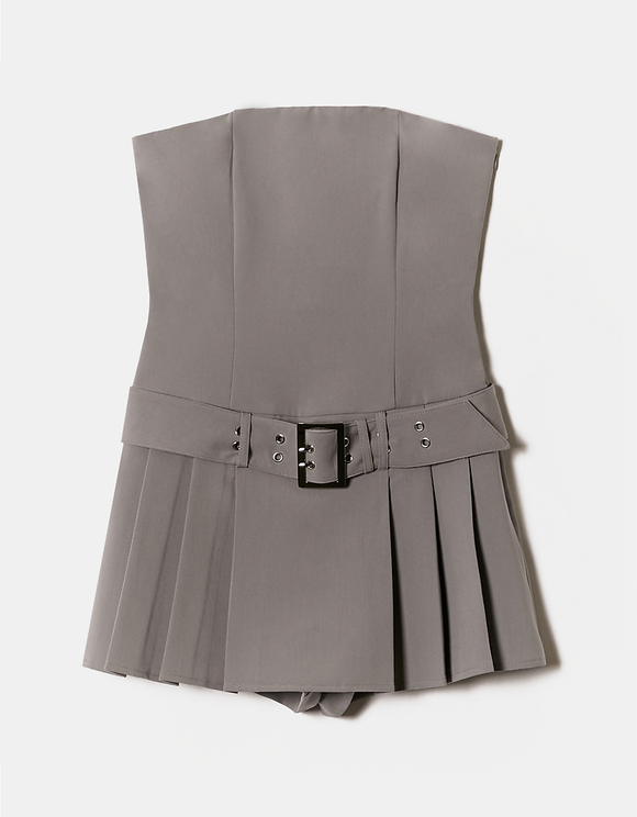 Tuta Corta Grigia con Gonna Pantalone Plissettata TALLY WEiJL Italia