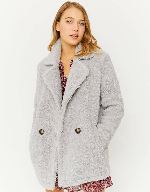 Grey Teddy Fur Coat