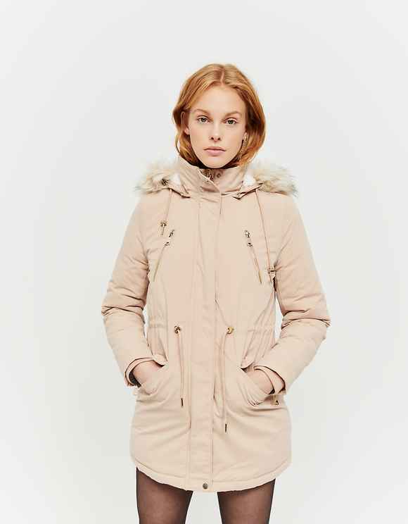 Padded Parka with Removable Faux fur Hood Trim