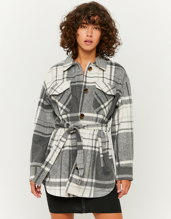 Belted Check Shacket