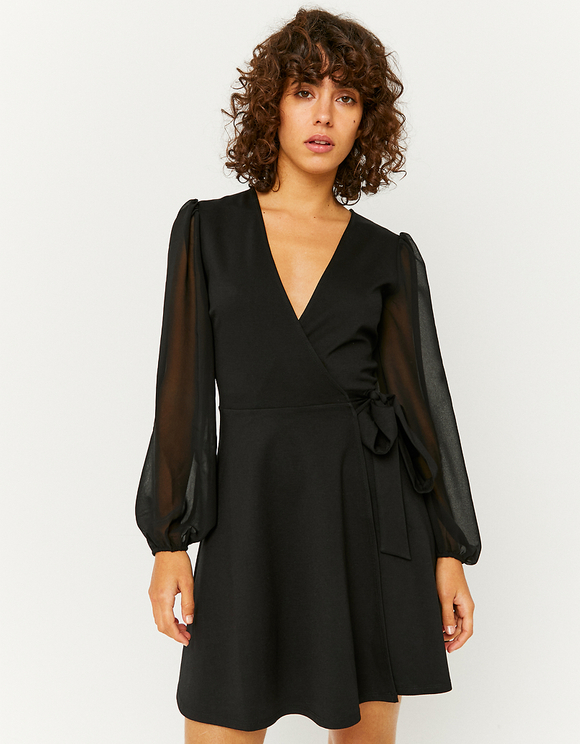 Schwarzer kurzärmliges Mini Kleid
