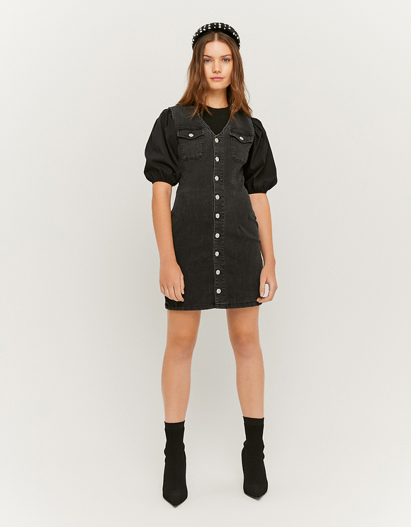 Vestito Aderente in Denim con Bottoni