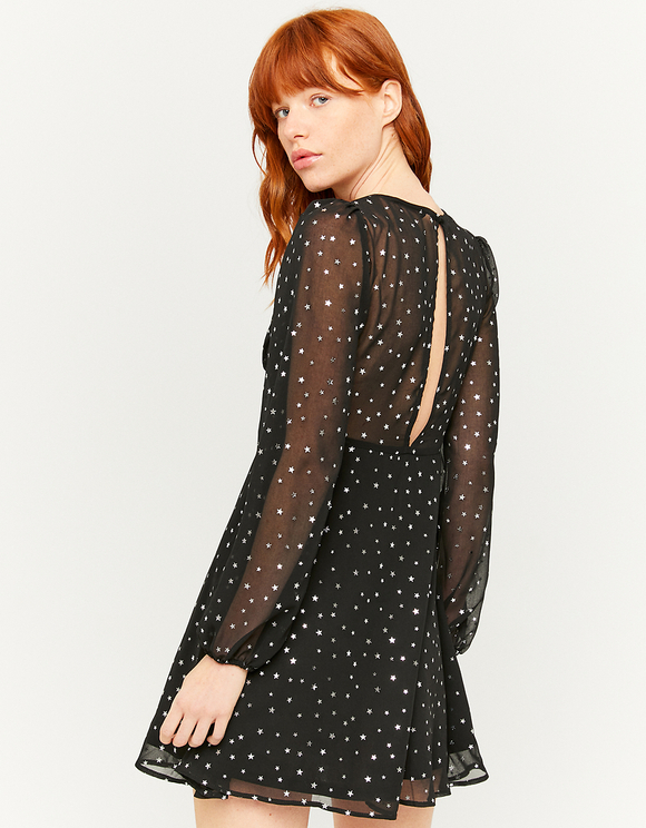 black v neck mini dress