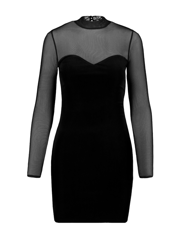 velvet and mesh dress