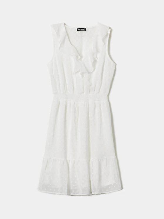 black and white ruffle dress