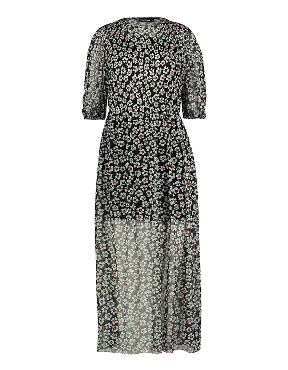 Vestito Midi a Fiori in Mesh