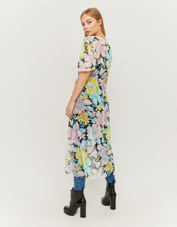 Vestito Midi a Fiori in Mesh
