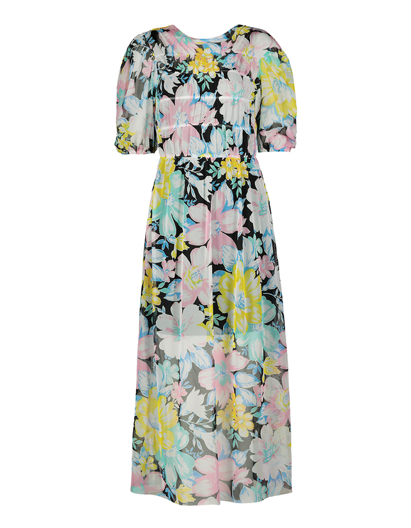 Vestito Midi a Fiori in Mesh