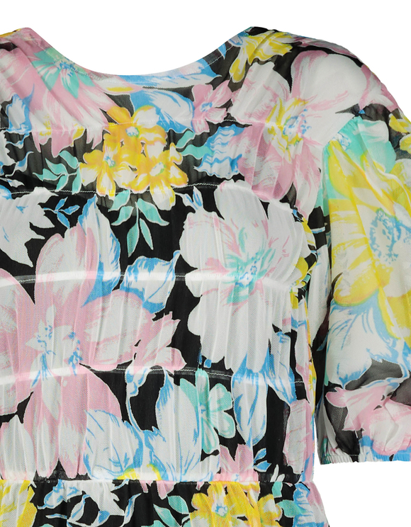 Vestito Midi a Fiori in Mesh