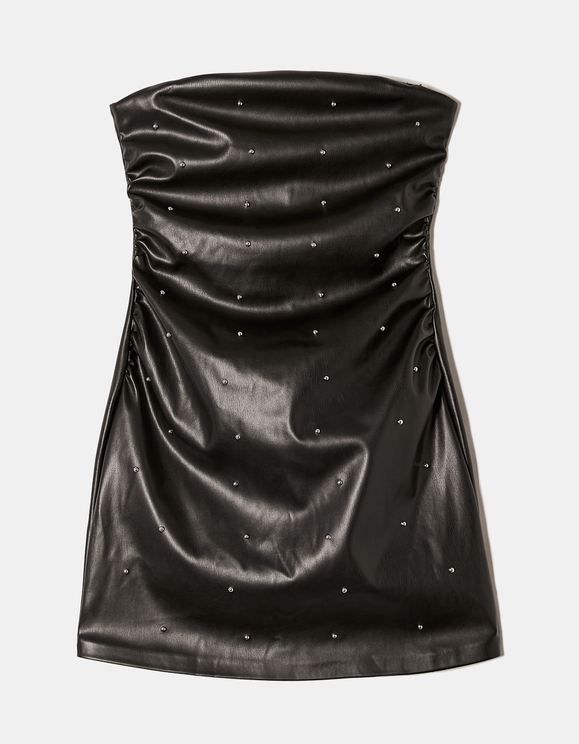 Vestito Corto in Finta Pelle Nero con Borchie TALLY WEiJL Italia