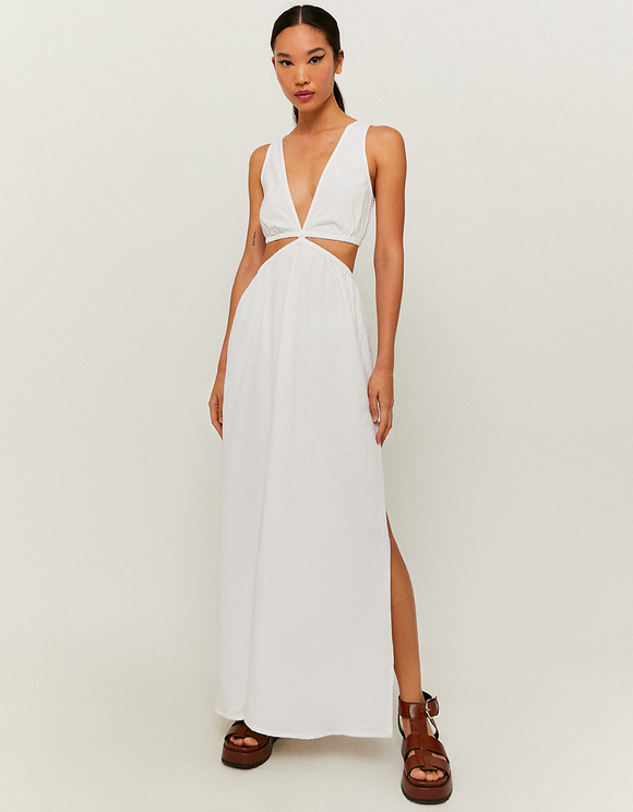 Λευκό Cut Out Maxi Φόρεμα