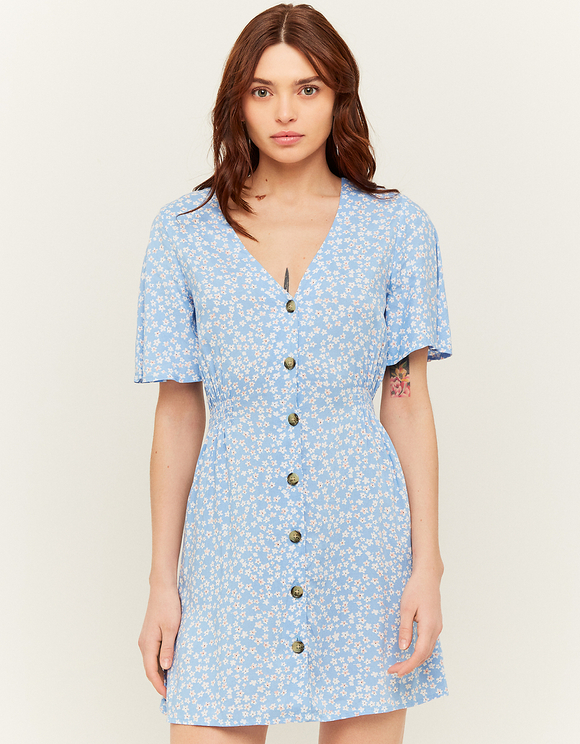 Blue Floral Print Dress Tally Weijl Online Shop 