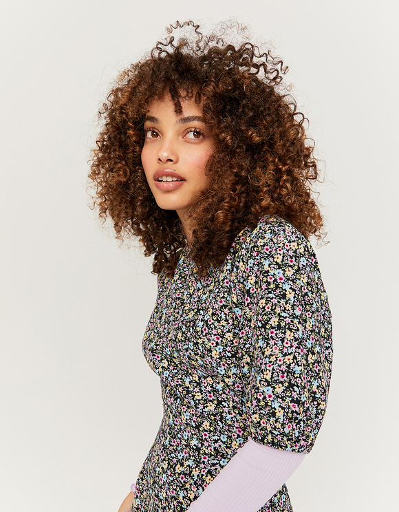 Vestito Mini a Fiori con Volants