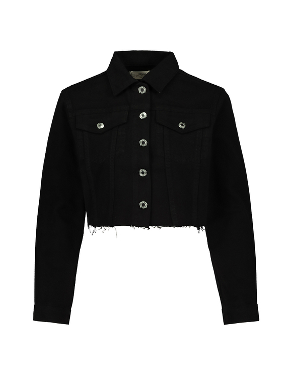 Giacca Nera in Denim Ctopped