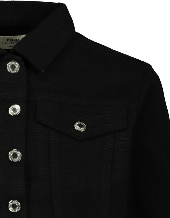 Giacca Nera in Denim Ctopped